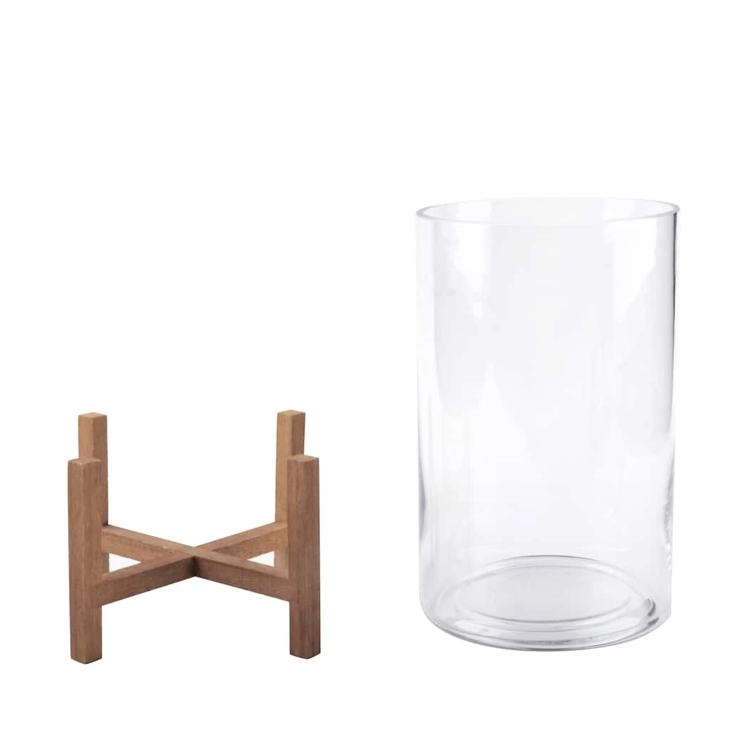 Wholesale ⭐ 6 Pack: 9" Glass Candle Holder with Wood Base by Ashland® 🔔 5 Wholesale ⭐ 6 Pack: 9" Glass Candle Holder with Wood Base by Ashland® 🔔 - Image 3