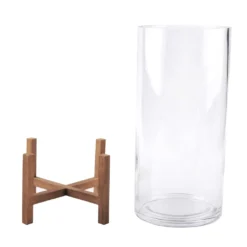 Outlet ⭐ Glass Candle Holder with Wood Base by Ashland® 🔔 -Outlet Yuletide Joy Store 10633857 2 2