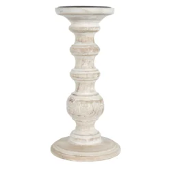Buy 🧨 Whitewashed Wood Carved Pillar Candle Holder by Ashland® ✔️