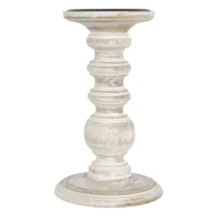 Deals 👍 Whitewashed Wood Carved Pillar Candle Holder by Ashland® 🥰