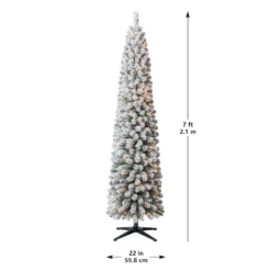 Cheapest ⭐ 7ft. Pre-Lit Flocked Artificial Pencil 🤩 Christmas Tree, Clear Lights by Ashland® 💯 -Outlet Yuletide Joy Store 10643349 13