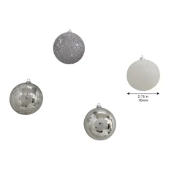 Hot Sale ✔️ Assorted 32ct. 3" Silver & White Shatterproof Ball Ornaments by Ashland® ⭐ -Outlet Yuletide Joy Store 10672849 4
