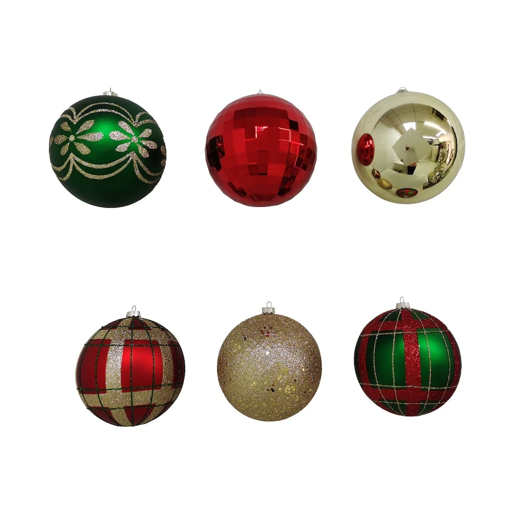 Outlet 😍 Assorted 6ct. 4.5" Red, Green & Gold Shatterproof Ball Ornaments by Ashland® ❤️ 5 Outlet 😍 Assorted 6ct. 4.5" Red, Green & Gold Shatterproof Ball Ornaments by Ashland® ❤️ - Image 3