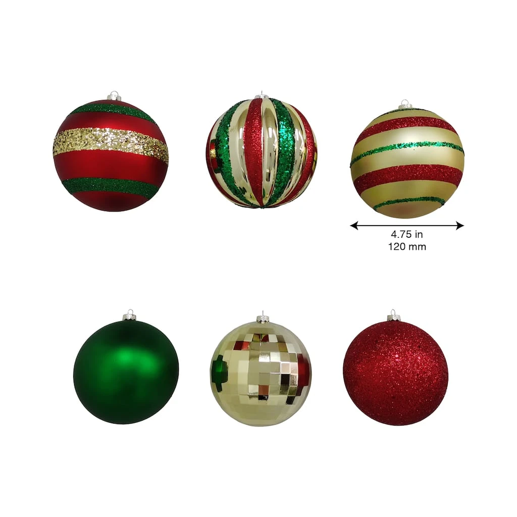 Outlet 😍 Assorted 6ct. 4.5" Red, Green & Gold Shatterproof Ball Ornaments by Ashland® ❤️ 6 Outlet 😍 Assorted 6ct. 4.5" Red, Green & Gold Shatterproof Ball Ornaments by Ashland® ❤️ - Image 4