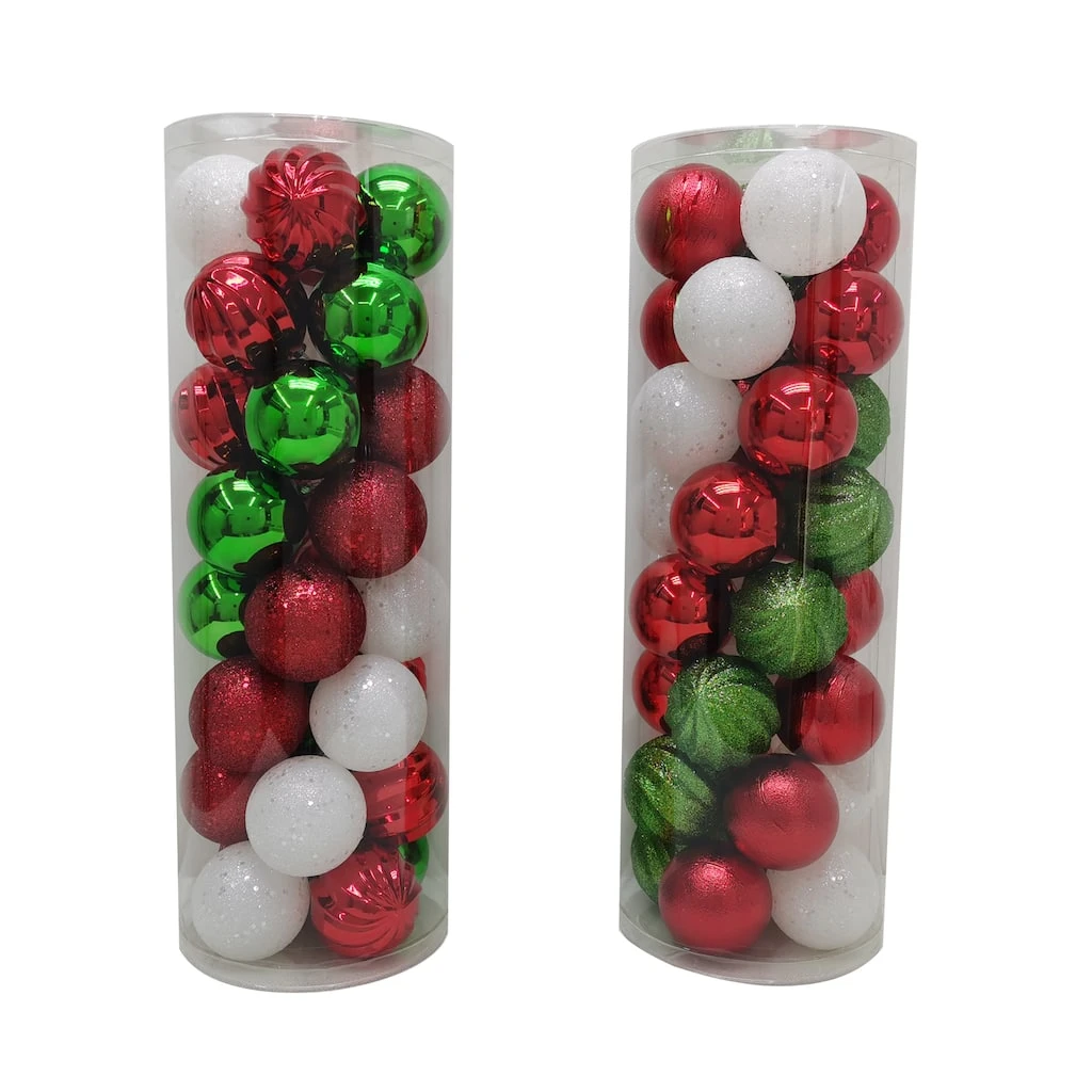 Outlet ⭐ Assorted 32ct. 3" Red, Green & White Shatterproof Ball Ornaments by Ashland® ❤️ 3 Outlet ⭐ Assorted 32ct. 3" Red, Green & White Shatterproof Ball Ornaments by Ashland® ❤️