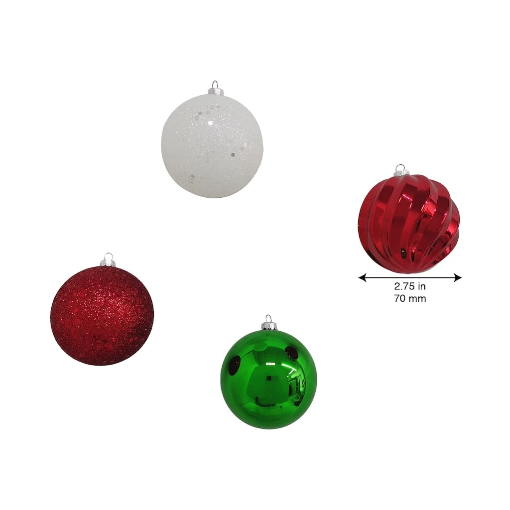 Outlet ⭐ Assorted 32ct. 3" Red, Green & White Shatterproof Ball Ornaments by Ashland® ❤️ 6 Outlet ⭐ Assorted 32ct. 3" Red, Green & White Shatterproof Ball Ornaments by Ashland® ❤️ - Image 4