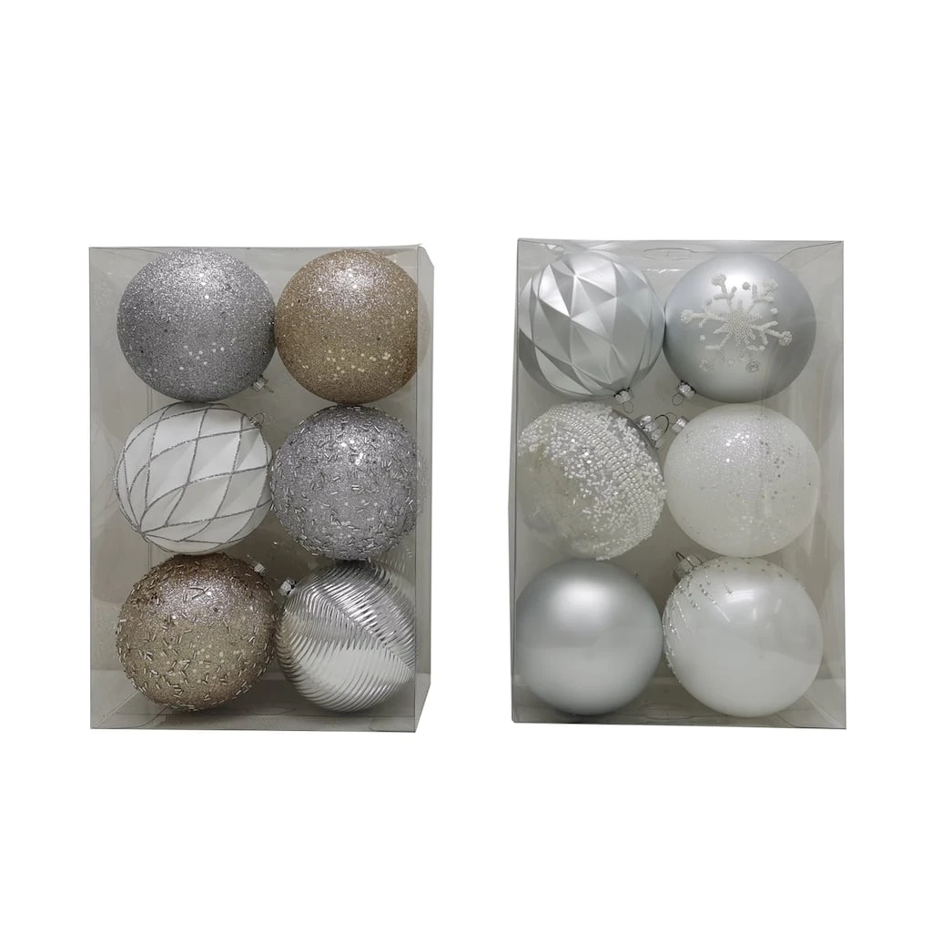 Deals ⌛ Assorted 6ct. 4.5" Silver & White Shatterproof Ball Ornaments by Ashland® 👏 3 Deals ⌛ Assorted 6ct. 4.5" Silver & White Shatterproof Ball Ornaments by Ashland® 👏