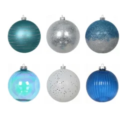 Deals ⭐ Assorted 6ct. 5" Silver, Blue & White Shatterproof Ball Ornaments by Ashland® 👏 -Outlet Yuletide Joy Store 10672869 2