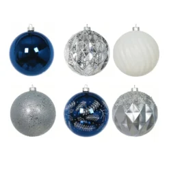 Deals ⭐ Assorted 6ct. 5" Silver, Blue & White Shatterproof Ball Ornaments by Ashland® 👏 -Outlet Yuletide Joy Store 10672869 3