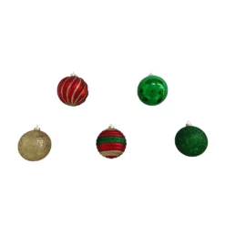 Hot Sale ✔️ Assorted Red, Green & Gold Plastic Round Ornaments by Ashland® ⌛ -Outlet Yuletide Joy Store 10672881 2