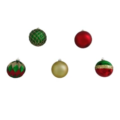 Hot Sale ✔️ Assorted Red, Green & Gold Plastic Round Ornaments by Ashland® ⌛ -Outlet Yuletide Joy Store 10672881 3