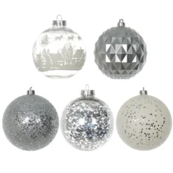 Cheapest ✔️ 18ct. 4" Silver & White Shatterproof Ball Ornaments by Ashland® ✔️ -Outlet Yuletide Joy Store 10672899 2