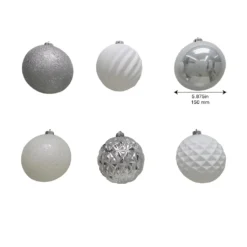 Brand new ✨ 6ct. 6" Silver & White Shatterproof Ball Ornaments by Ashland® 😍 -Outlet Yuletide Joy Store 10672900 3