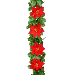 Brand new ✔️ 6ft. Red Velvet Poinsettia & Berry Chain Garland by Ashland® ⌛