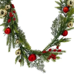 Deals 🌟 6ft. Red & Gold Ornament, Mixed Pine & Berry Garland by Ashland® 💯