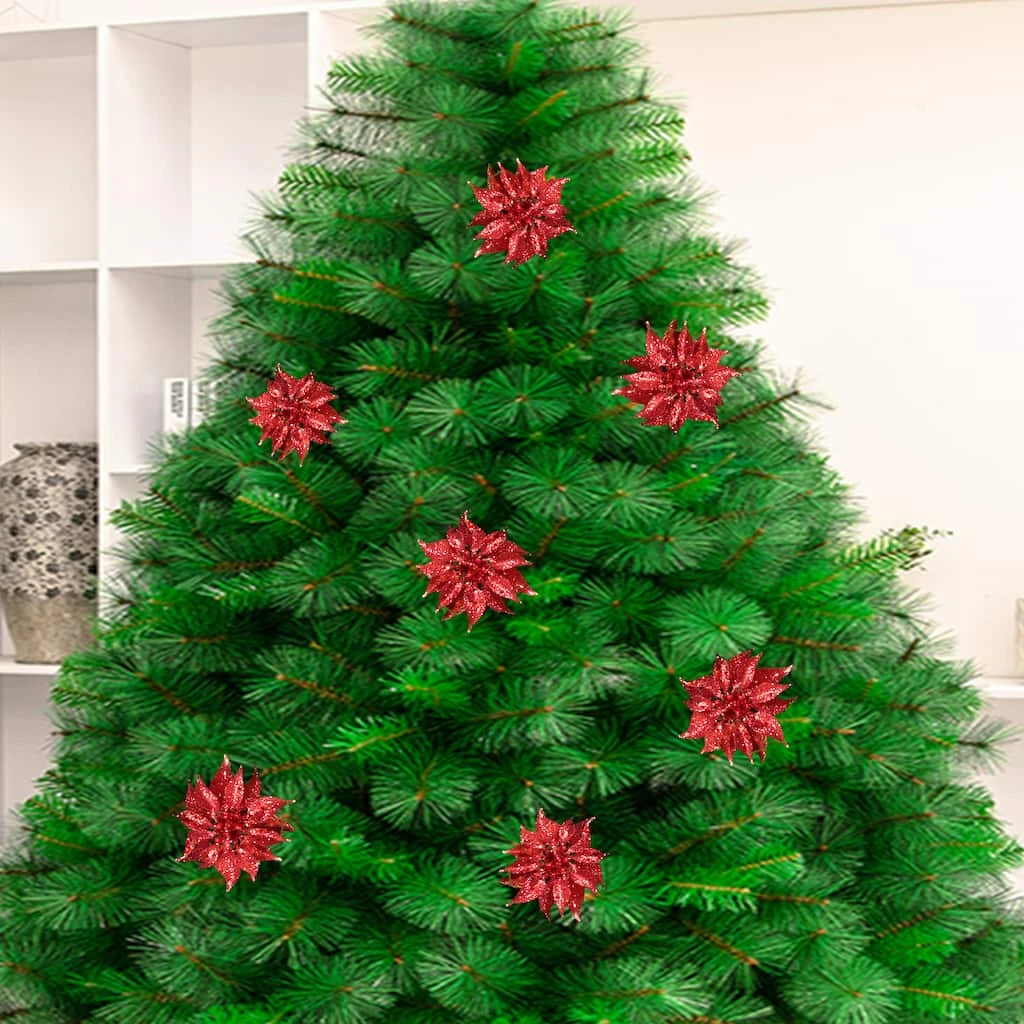 Best deal ❤️ Red Glitter Poinsettia Flowers, 4ct. by Ashland® ⭐ 5 Best deal ❤️ Red Glitter Poinsettia Flowers, 4ct. by Ashland® ⭐ - Image 3