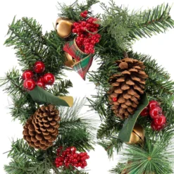 Best Sale ✔️ 6ft. Pine, Jingle Bell & Red Berry Garland with Plaid Bows by Ashland® 🥰