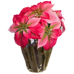 Wholesale ⌛ Pink Potted Poinsettia with Gold Foil by Ashland® ⭐