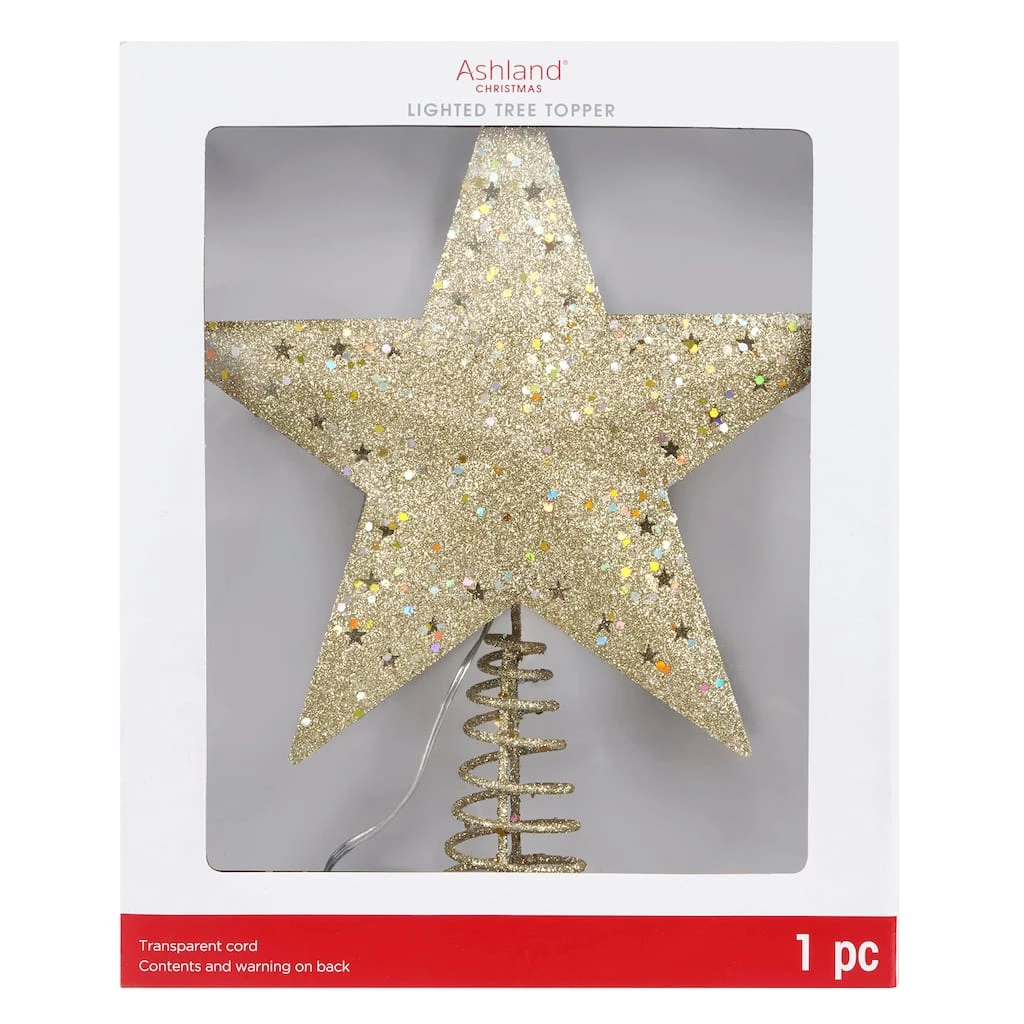 Promo ✨ 12.5" Gold Glitter Star Lighted Kaleidoscope Tree Topper by Ashland® 🥰 3 Promo ✨ 12.5" Gold Glitter Star Lighted Kaleidoscope Tree Topper by Ashland® 🥰