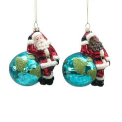 Deals ⌛ Assorted 4" Glass Santa & World Ornament by Ashland® 🥰 Christmas ✔️