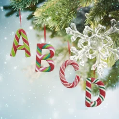 Cheapest 🔥 Assorted Monogram Candy Cane Ornament by Ashland® 👏 -Outlet Yuletide Joy Store 10698211 3