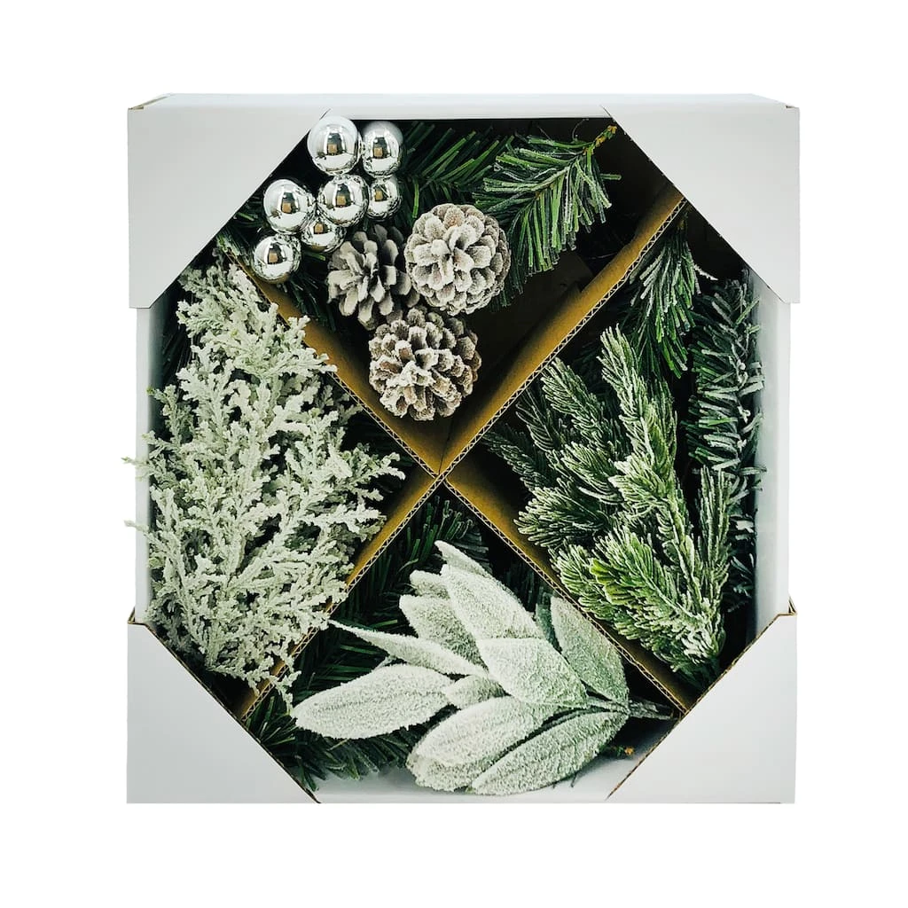 Outlet ❤️ DIY Flocked Pinecone & Leaf Wreath with Silver Ornaments Kit by Ashland® 😉 3 Outlet ❤️ DIY Flocked Pinecone & Leaf Wreath with Silver Ornaments Kit by Ashland® 😉