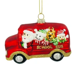 Flash Sale 🛒 Santa School Bus Glass Ornament by Ashland® 👏 -Outlet Yuletide Joy Store 10698788 2
