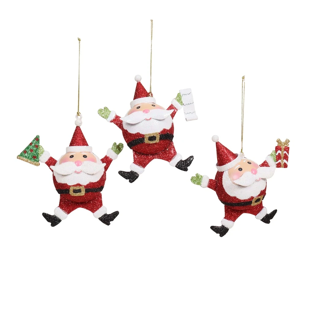 New 🎁 Assorted Glitter Santa Ornament by Ashland® 🧨 3 New 🎁 Assorted Glitter Santa Ornament by Ashland® 🧨