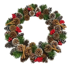 Cheap ✨ 22" Red Berry, Pinecone & Cinnamon Stick Wreath by Ashland® 🧨