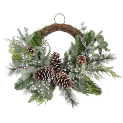 Outlet ⭐ 22" Icy Mixed Pine & Silver Berry Half Wreath by Ashland® 🌟