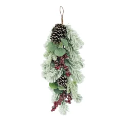 Wholesale 🛒 24" Flocked Leaf Pinecone & Berry Teardrop by Ashland® 🎁