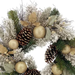 Budget ❤️ 24" Gold Ornament, Pinecone & Berry Wreath by Ashland® ⭐ -Outlet Yuletide Joy Store 10698939 2