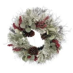 Cheap ✔️ 24" Glittery Flocked Green & Red Berry & Leaf Wreath by Ashland® ❤️