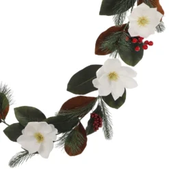 New 😀 6ft. White Magnolia & Red Berry Garland by Ashland® 😀