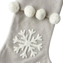 Promo ⭐ 18" Snowflake Stocking With Pom Poms by Ashland® 😀 -Outlet Yuletide Joy Store 10699855 2