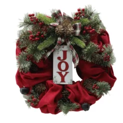 Brand new 🌟 24" Red & Green Joy Burlap Wreath by Ashland® 😀