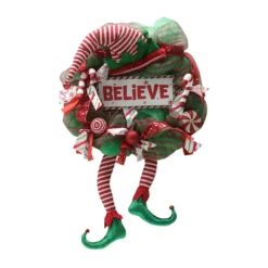 Brand new 🎁 22" Red & Green Hat With Elf Legs Wreath by Ashland® 💯