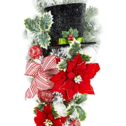 Buy ✨ 28" Poinsettia & Snowman Hat Flocked Teardrop by Ashland® 🛒 -Outlet Yuletide Joy Store 10699983 2