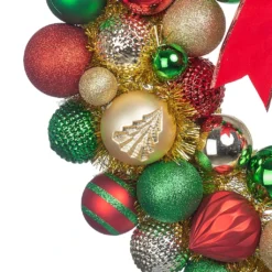 Budget 🤩 23" Red, Green & Gold Ball Ornament Wall Wreath by Ashland® 😀 -Outlet Yuletide Joy Store 10699989 2