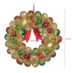 Budget 🤩 23" Red, Green & Gold Ball Ornament Wall Wreath by Ashland® 😀 -Outlet Yuletide Joy Store 10699989 3
