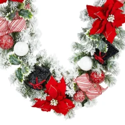 Best deal 🌟 72" Poinsettia Berry Snowman Garland by Ashland® ✨ -Outlet Yuletide Joy Store 10700052 2