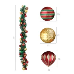 Hot Sale 🛒 72" Red & Green Ornament Garland by Ashland® 🎁 -Outlet Yuletide Joy Store 10700053 3