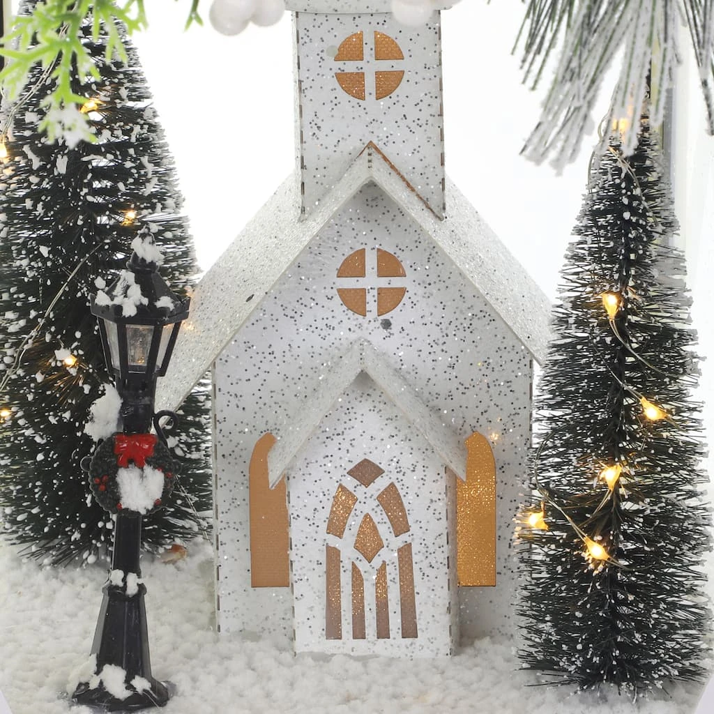 Cheapest 💯 20" White Lantern With Pine, House & LED Lights by Ashland® 🌟 5 Cheapest 💯 20" White Lantern With Pine, House & LED Lights by Ashland® 🌟 - Image 3