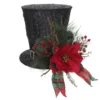 Brand new ⭐ 10" Red & Black Tabletop Snowman Hat With Pine, Holly Berries & LED Lights by Ashland® 🎁