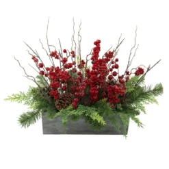 Deals ✨ Pine & Berry Arrangement In Wooden Box by Ashland® ✔️ -Outlet Yuletide Joy Store 10700074 2