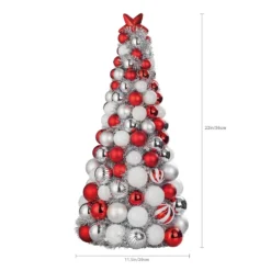 Budget 😀 22" Red & White Ornament Tree by Ashland® ✨ -Outlet Yuletide Joy Store 10700082 3
