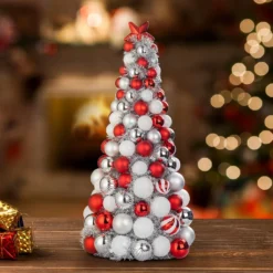 Budget 😀 22" Red & White Ornament Tree by Ashland® ✨ -Outlet Yuletide Joy Store 10700082 4