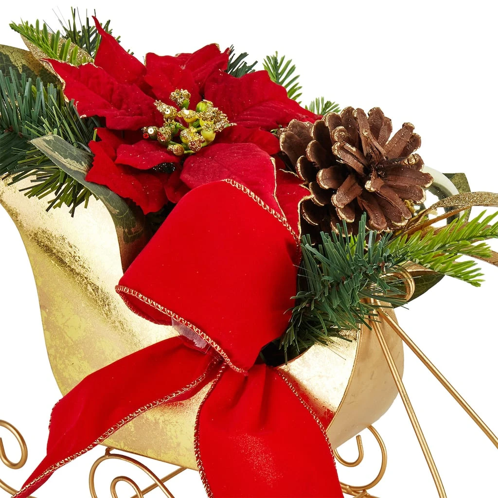 Flash Sale 🔔 12" Red Poinsettia Gold Sleigh Table Display by Ashland® 🥰 4 Flash Sale 🔔 12" Red Poinsettia Gold Sleigh Table Display by Ashland® 🥰 - Image 2