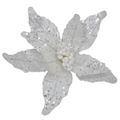 New 👏 White Glitter Poinsettia Pick by Ashland® 🔥