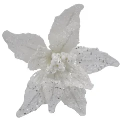 New 👏 White Glitter Poinsettia Pick by Ashland® 🔥 -Outlet Yuletide Joy Store 10700099 3